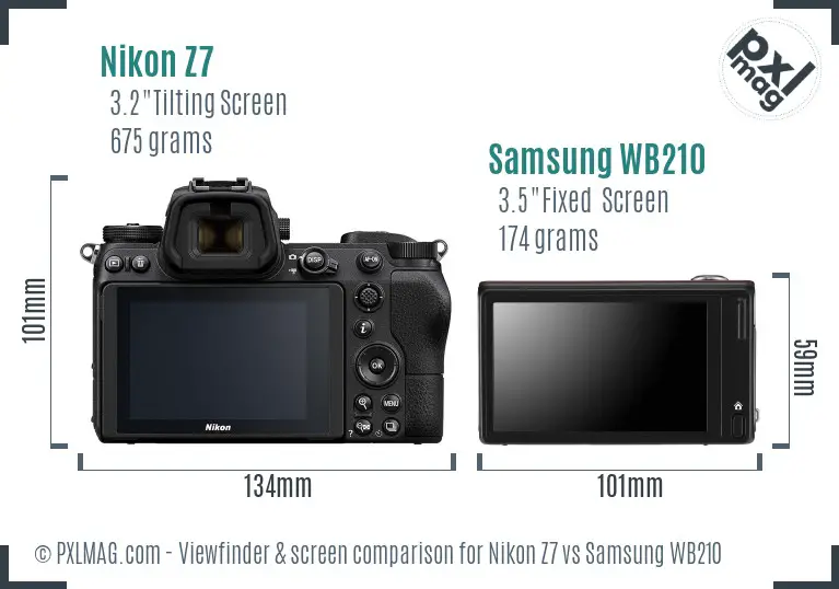 Nikon Z7 vs Samsung WB210 Screen and Viewfinder comparison