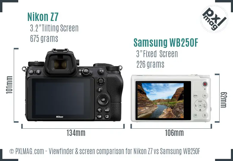 Nikon Z7 vs Samsung WB250F Screen and Viewfinder comparison