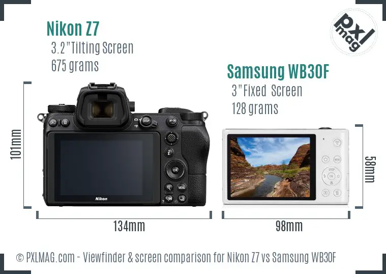 Nikon Z7 vs Samsung WB30F Screen and Viewfinder comparison