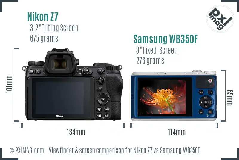 Nikon Z7 vs Samsung WB350F Screen and Viewfinder comparison