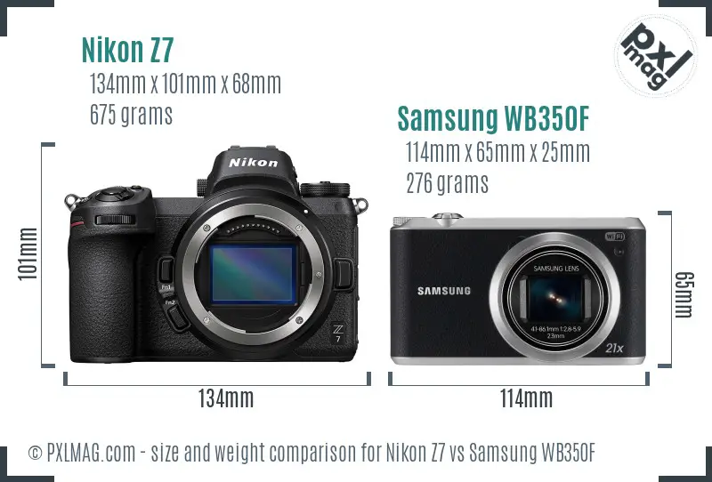 Nikon Z7 vs Samsung WB350F size comparison