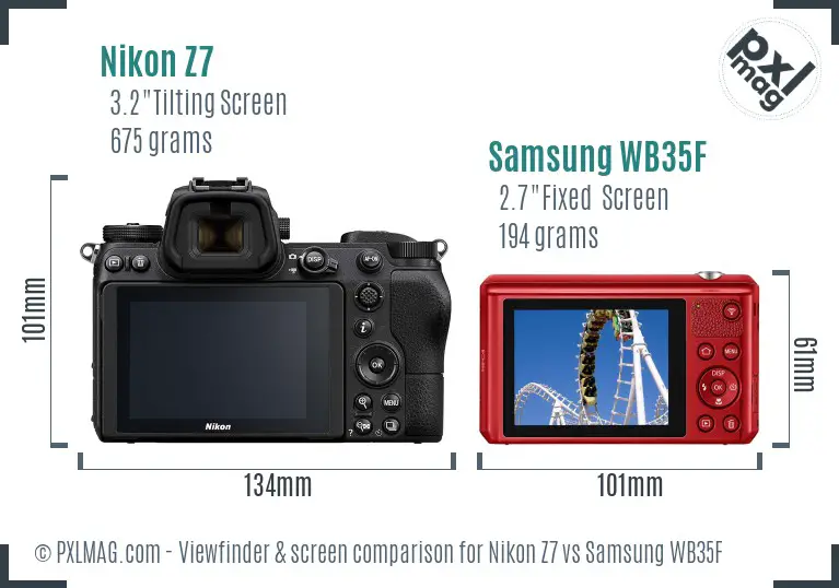 Nikon Z7 vs Samsung WB35F Screen and Viewfinder comparison