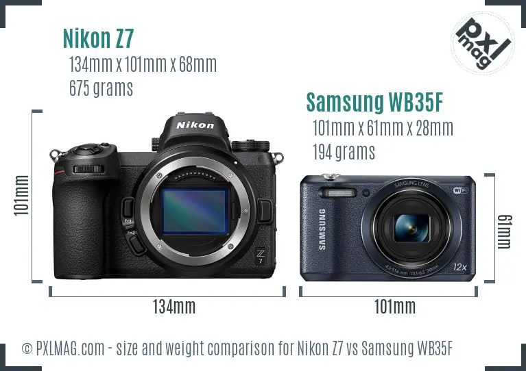Nikon Z7 vs Samsung WB35F size comparison