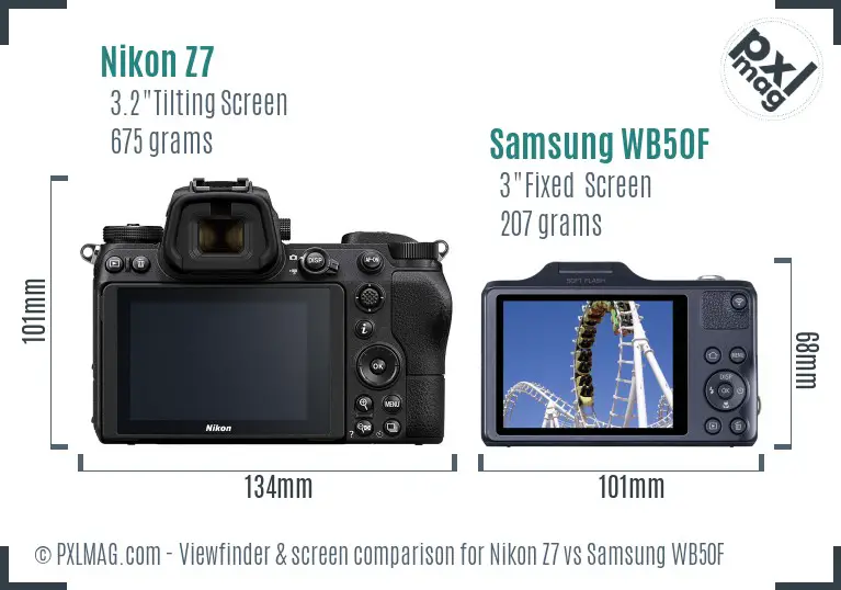 Nikon Z7 vs Samsung WB50F Screen and Viewfinder comparison