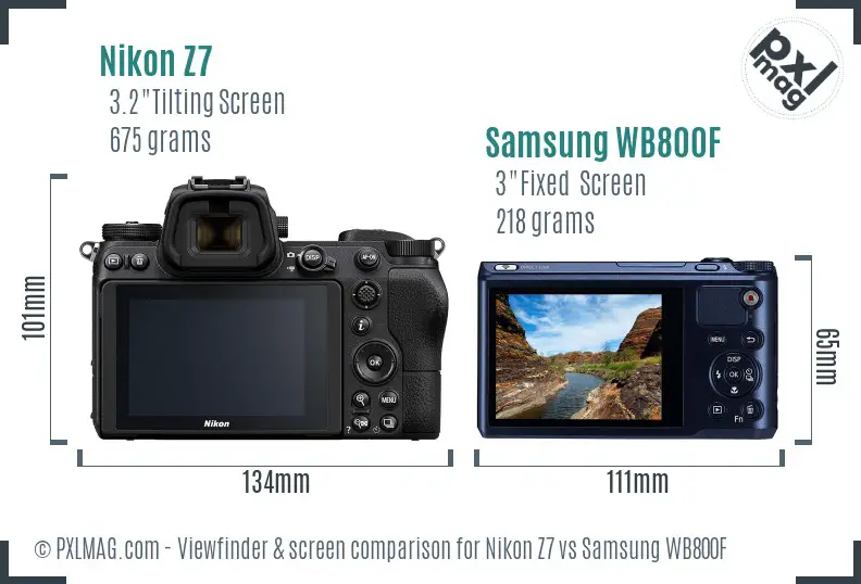 Nikon Z7 vs Samsung WB800F Screen and Viewfinder comparison