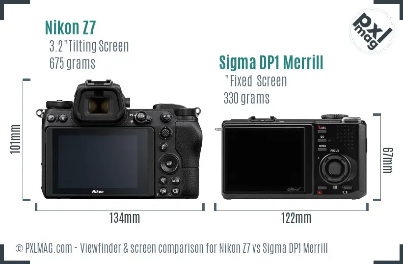 Nikon Z7 vs Sigma DP1 Merrill Screen and Viewfinder comparison