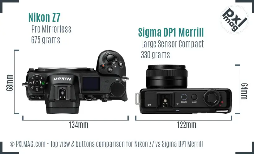 Nikon Z7 vs Sigma DP1 Merrill top view buttons comparison