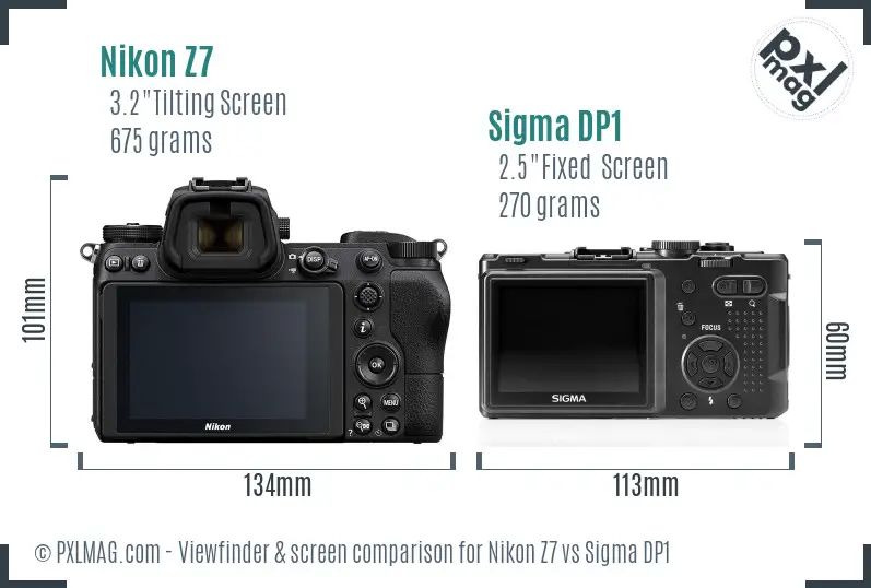 Nikon Z7 vs Sigma DP1 Screen and Viewfinder comparison