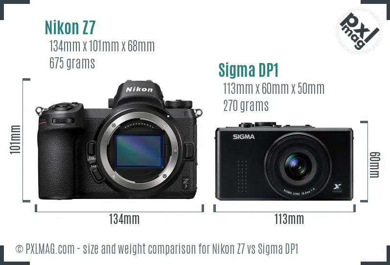 Nikon Z7 vs Sigma DP1 size comparison