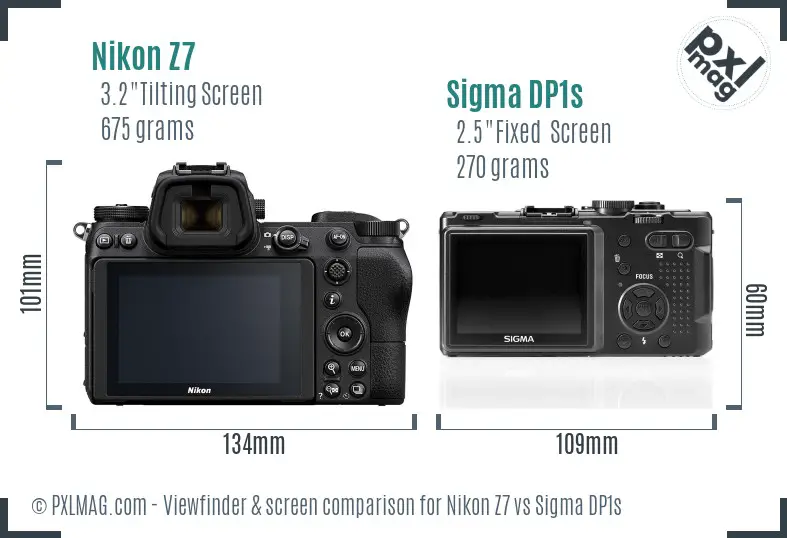 Nikon Z7 vs Sigma DP1s Screen and Viewfinder comparison