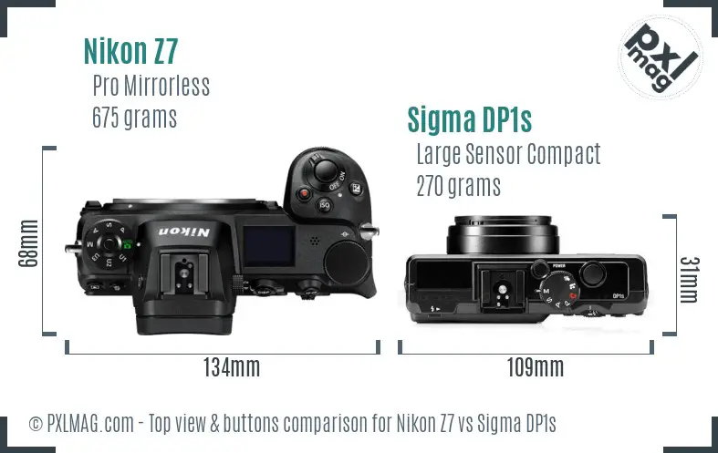 Nikon Z7 vs Sigma DP1s top view buttons comparison