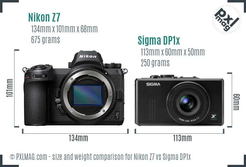 Nikon Z7 vs Sigma DP1x size comparison