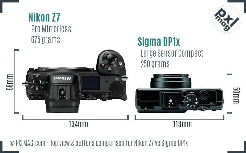 Nikon Z7 vs Sigma DP1x top view buttons comparison