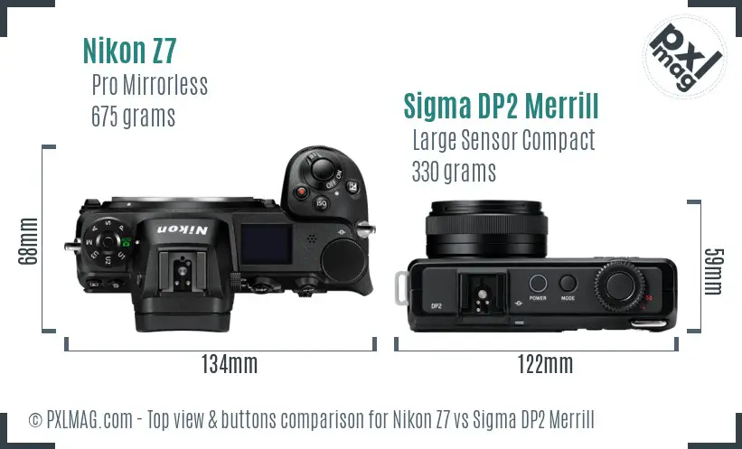 Nikon Z7 vs Sigma DP2 Merrill top view buttons comparison