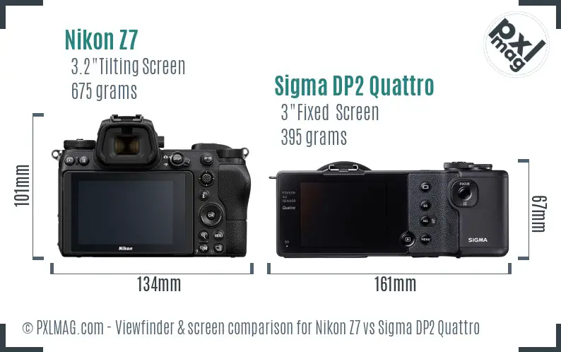 Nikon Z7 vs Sigma DP2 Quattro Screen and Viewfinder comparison