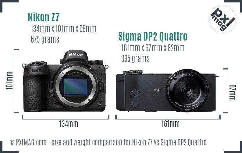 Nikon Z7 vs Sigma DP2 Quattro size comparison