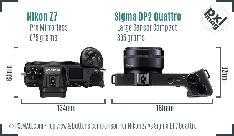 Nikon Z7 vs Sigma DP2 Quattro top view buttons comparison