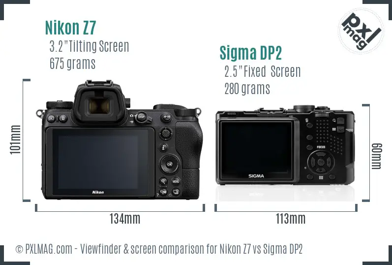 Nikon Z7 vs Sigma DP2 Screen and Viewfinder comparison
