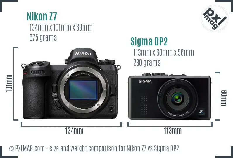Nikon Z7 vs Sigma DP2 size comparison