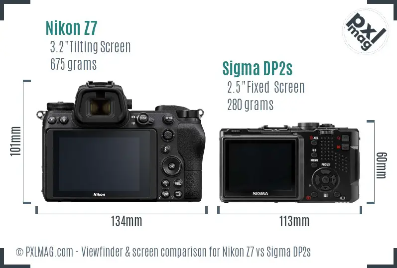 Nikon Z7 vs Sigma DP2s Screen and Viewfinder comparison