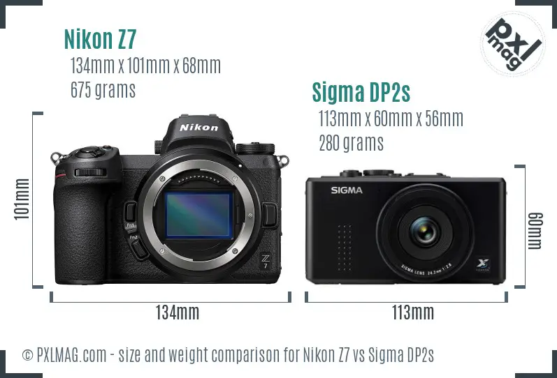 Nikon Z7 vs Sigma DP2s size comparison