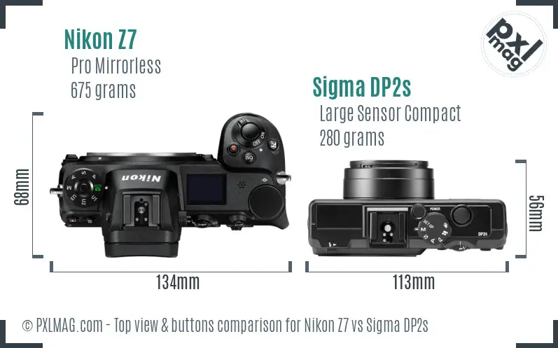 Nikon Z7 vs Sigma DP2s top view buttons comparison