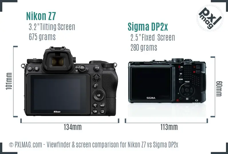 Nikon Z7 vs Sigma DP2x Screen and Viewfinder comparison
