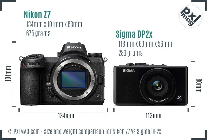 Nikon Z7 vs Sigma DP2x size comparison