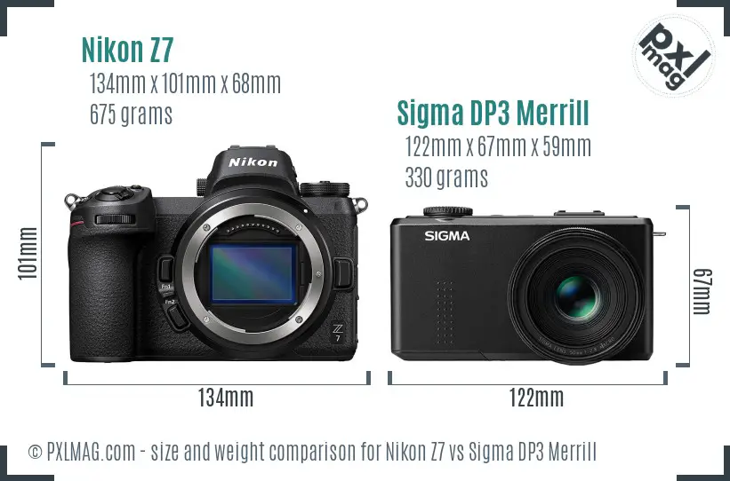 Nikon Z7 vs Sigma DP3 Merrill size comparison