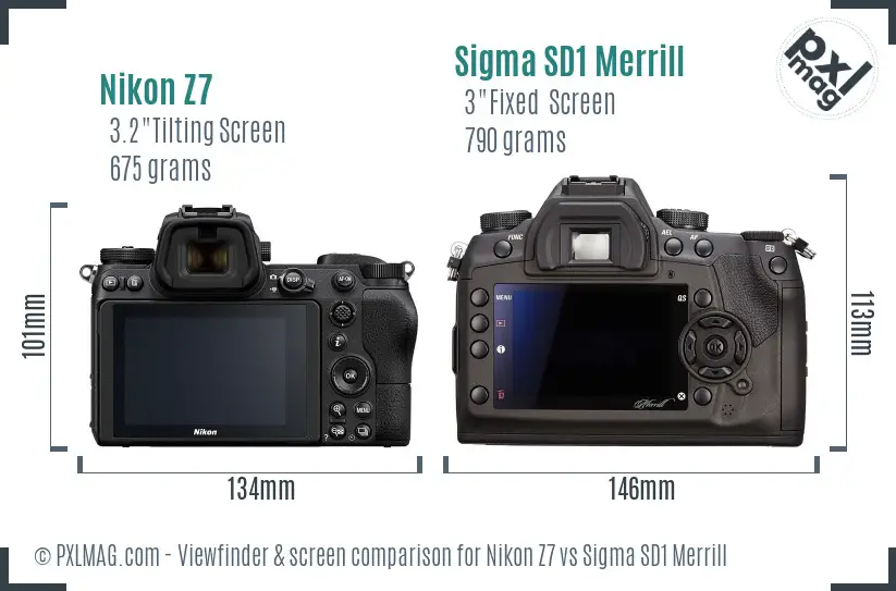 Nikon Z7 vs Sigma SD1 Merrill Screen and Viewfinder comparison