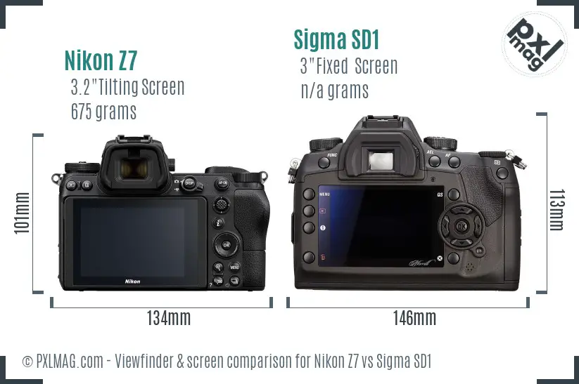 Nikon Z7 vs Sigma SD1 Screen and Viewfinder comparison