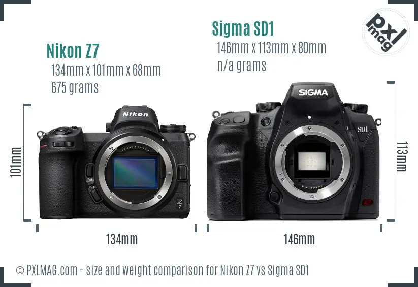 Nikon Z7 vs Sigma SD1 size comparison