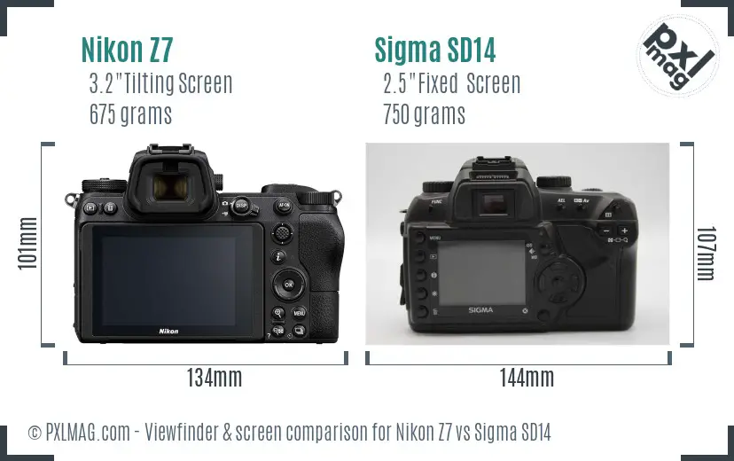 Nikon Z7 vs Sigma SD14 Screen and Viewfinder comparison