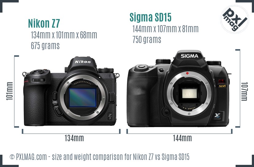 Nikon Z7 vs Sigma SD15 size comparison