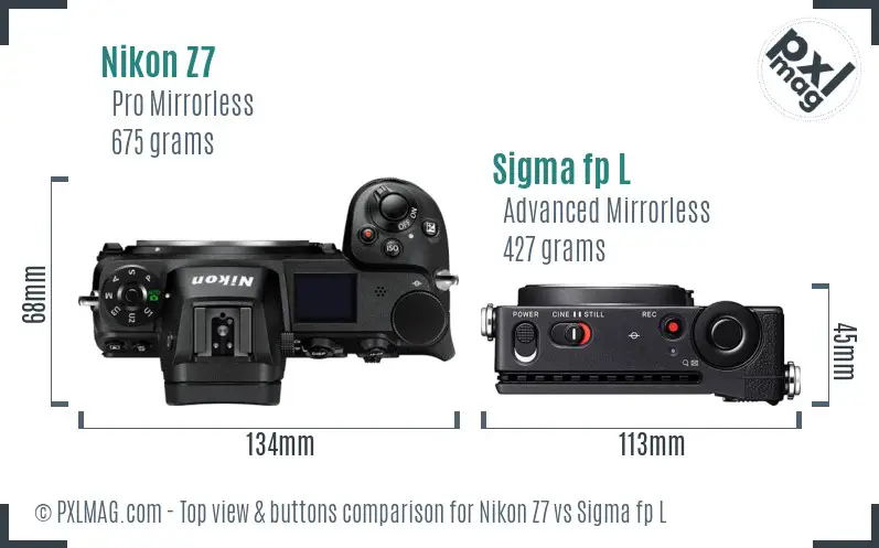 Nikon Z7 vs Sigma fp L top view buttons comparison