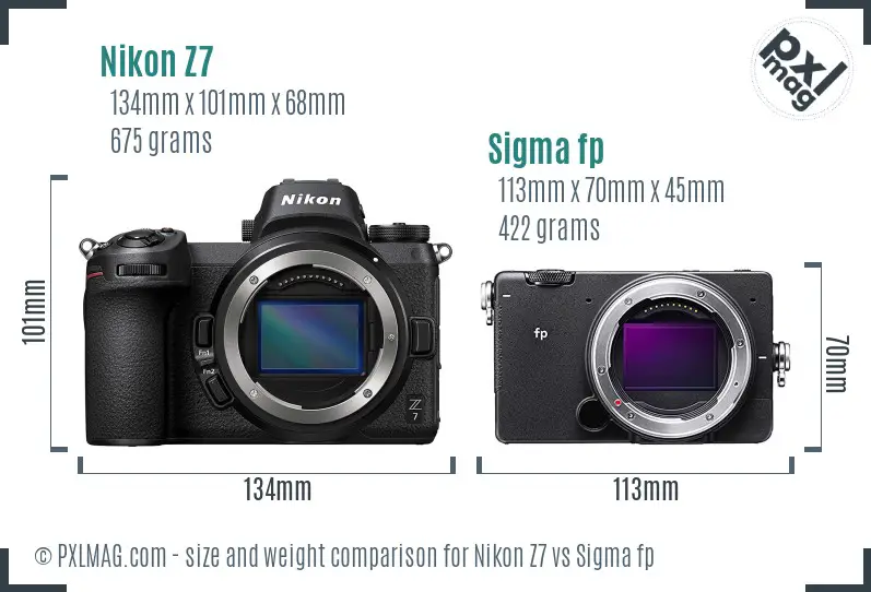 Nikon Z7 vs Sigma fp size comparison