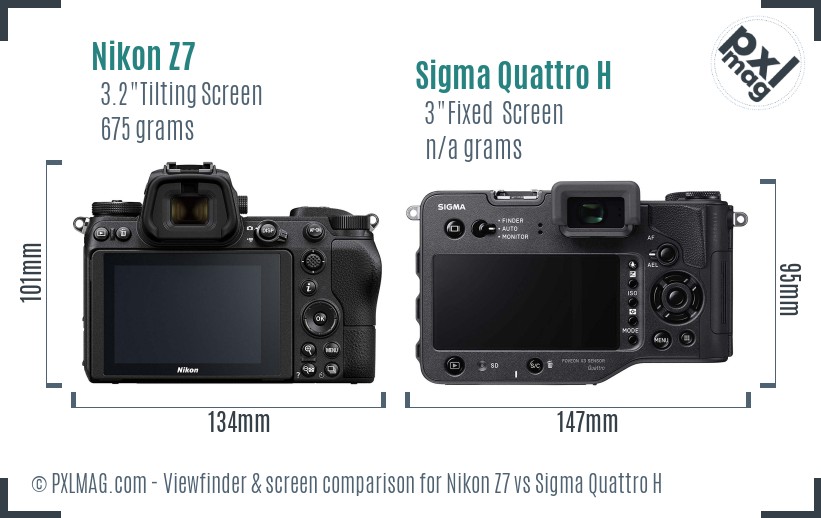 Nikon Z7 vs Sigma Quattro H Screen and Viewfinder comparison