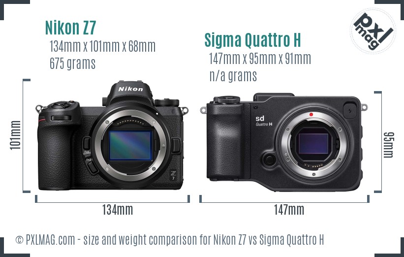 Nikon Z7 vs Sigma Quattro H size comparison