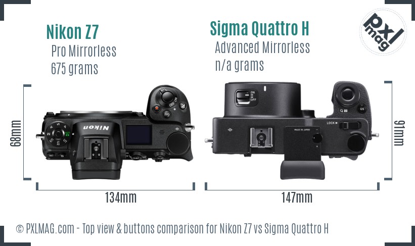 Nikon Z7 vs Sigma Quattro H top view buttons comparison