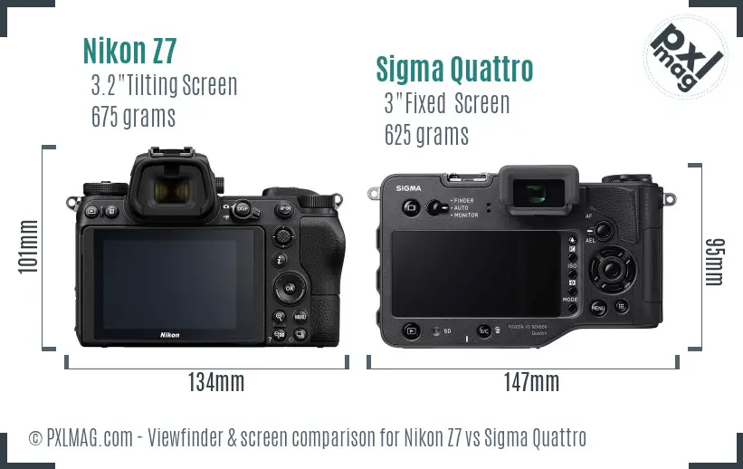 Nikon Z7 vs Sigma Quattro Screen and Viewfinder comparison