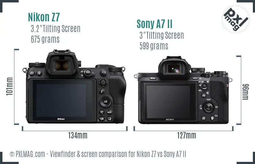 Nikon Z7 vs Sony A7 II Screen and Viewfinder comparison