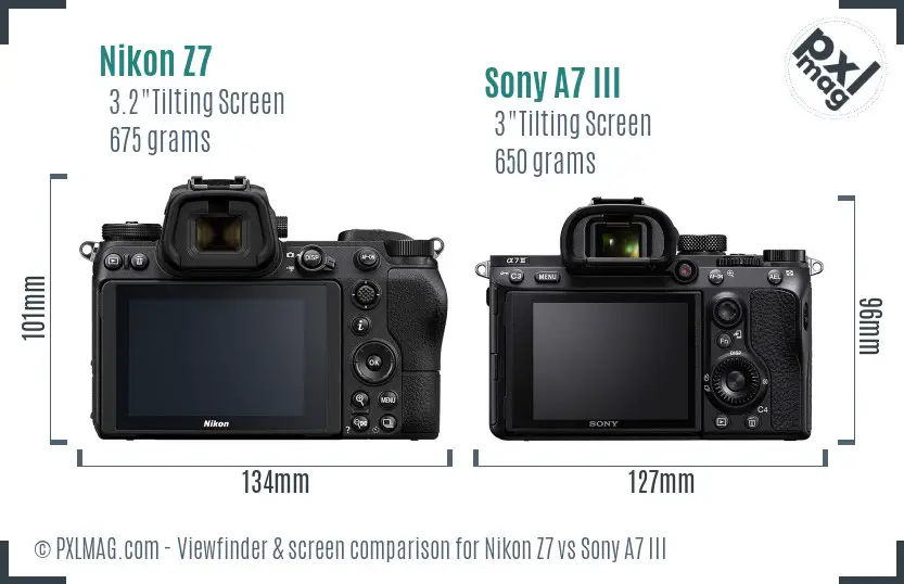 Nikon Z7 vs Sony A7 III Screen and Viewfinder comparison Nikon Z7 vs Sony A7 III Screen and Viewfinder comparison