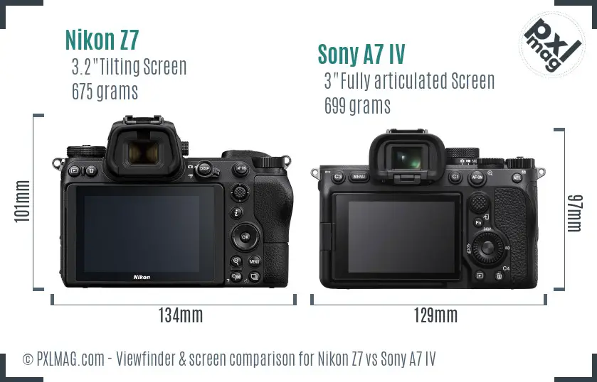 Nikon Z7 vs Sony A7 IV Screen and Viewfinder comparison