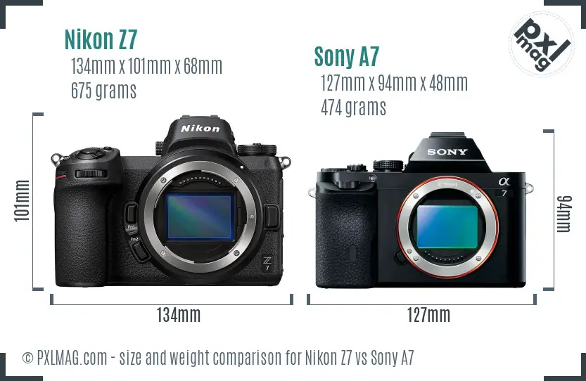Nikon Z7 vs Sony A7 size comparison
