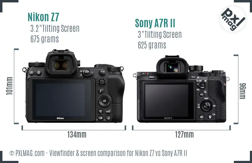 Nikon Z7 vs Sony A7R II Screen and Viewfinder comparison