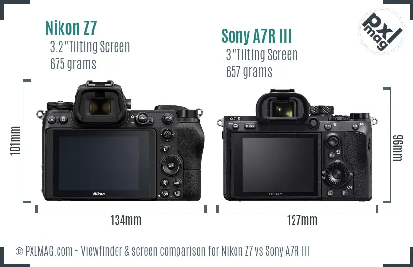 Nikon Z7 vs Sony A7R III Screen and Viewfinder comparison