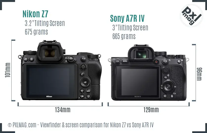 Nikon Z7 vs Sony A7R IV Screen and Viewfinder comparison