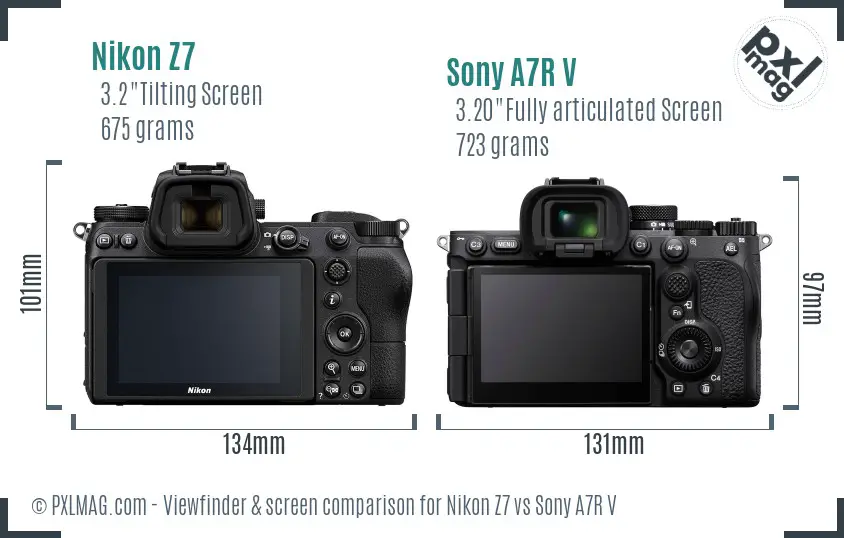 Nikon Z7 vs Sony A7R V Screen and Viewfinder comparison