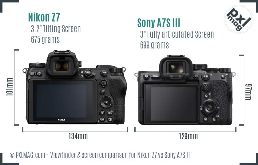 Nikon Z7 vs Sony A7S III Screen and Viewfinder comparison