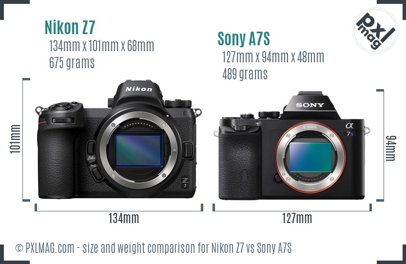 Nikon Z7 vs Sony A7S size comparison